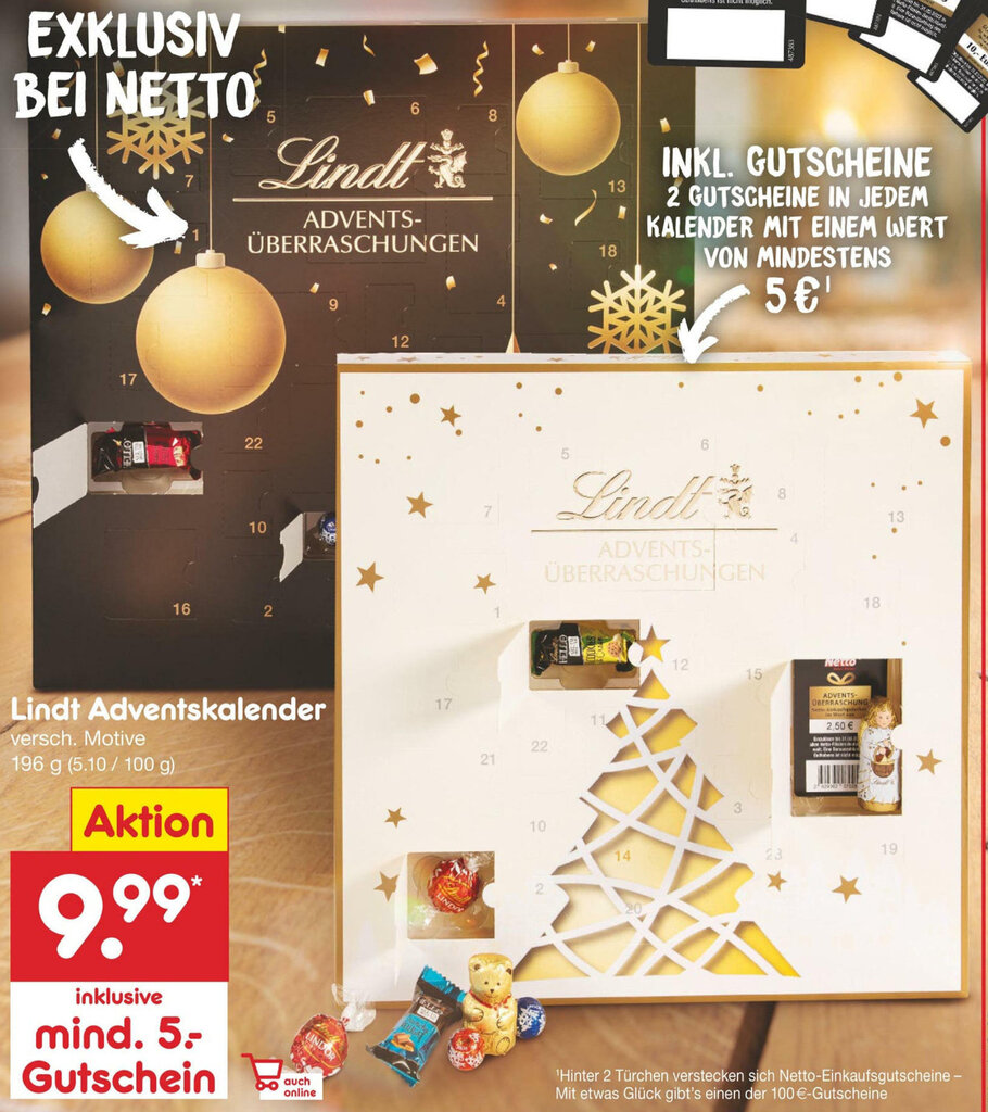Lindt Adventskalender 196g Angebot bei Netto Marken-Discount