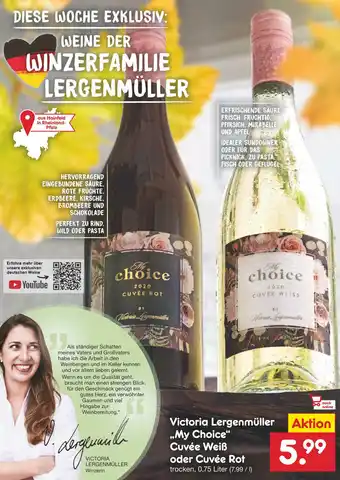 Netto Marken-Discount Victoria Lergenmüller My Choice Cuvée weiß oder Cuvée Rot 0,75L Angebot