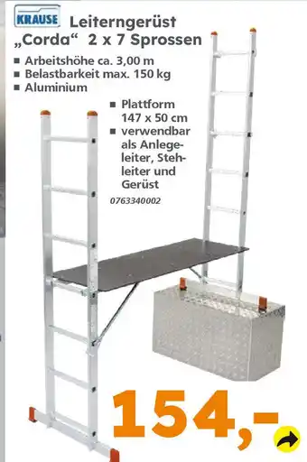 Globus Baumarkt KRAUSE Leiterngerüst ,,Corda" 2 x 7 Sprossen Angebot