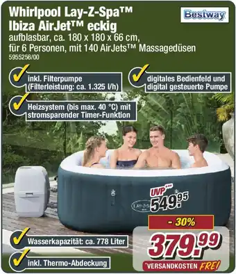 Poco Bestway Whirlpool Lay-Z-Spa Ibiza AirJet eckig Angebot