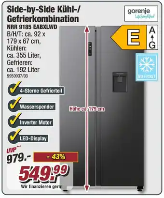 Poco Gorenje Side-by-Side Kühl-/ Gefrierkombination NRR 9185 EABXLWD Angebot