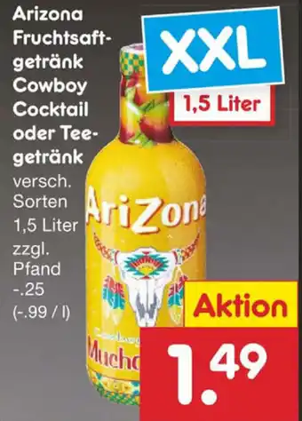 Netto Marken-Discount Arizona Fruchtsaftgetränk Cowboy Cocktail oder Teegetränk 1,5L Angebot