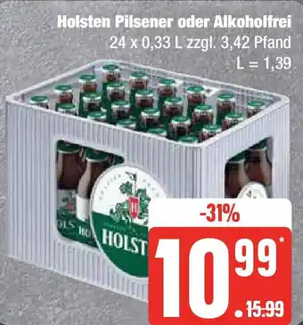 Edeka Holsten Pilsener oder Alkoholfrei 24 x 0,33 L Angebot