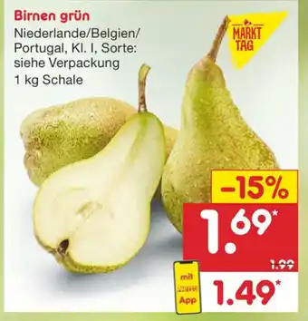 Netto Marken-Discount Birnen grün 1kg Angebot