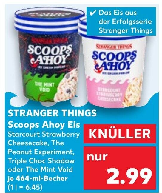 STRANGER THINGS Scoops Ahoy Eis 464 ml Becher Angebot bei Kaufland