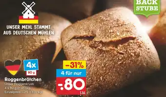 Netto Marken-Discount Roggenbrötchen 4x80g Angebot