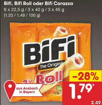 Netto Marken-Discount Bifi, Bifi Roll oder Bifi Carazza  6x22,5g/3x40g/3x45g Angebot