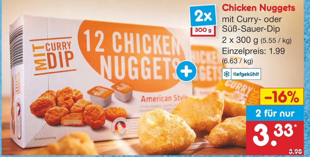 Chicken Nuggets 2x300g Angebot bei Netto MarkenDiscount