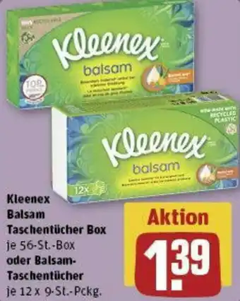 REWE Kleenex Balsam Taschentücher Box 56-St. Box oder Balsam- Taschentücher 12 x 9-St. Pckg. Angebot