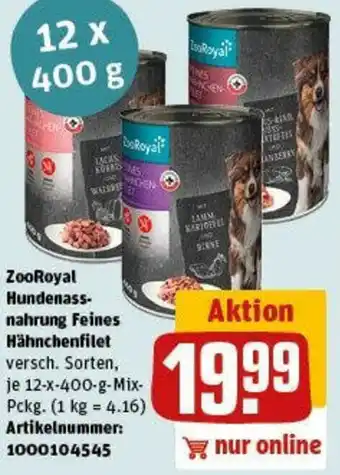 ZooRoyal Hundenassnahrung Feines Hhnchenfilet 12x400 g Angebot bei REWE