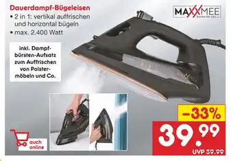 Netto Marken-Discount Maxxmee Dauerdampf Bügeleisen Angebot