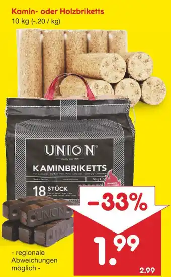 Netto Marken-Discount Kamin oder Holzbriketts 10kg Angebot