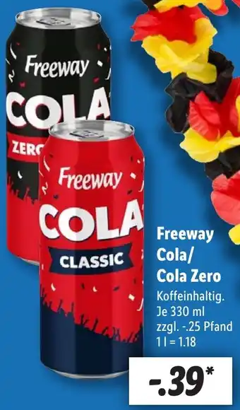 Lidl Freeway Cola/ Cola Zero 330 ml Angebot