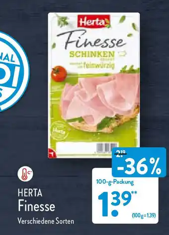 Aldi Nord Herta Finesse 100g Angebot