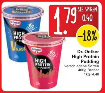 WEZ Dr. Oetker High Protein Pudding 400g Becher Angebot