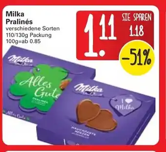 WEZ Milka Pralinés 110/130g Angebot