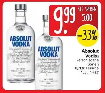 WEZ Absolut Vodka 0,7L Angebot