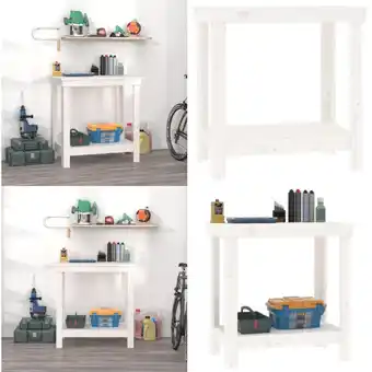 ManoMano Werkbank Weiß 80x50x80 cm Massivholz Kiefer - Werkbank, Werkbänke, Lagerbank, Garagenarbeitstisch, Arbeitstisch, Werktisch, W Angebot