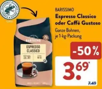 Aldi Süd BARISSIMO Espresso Classico oder Caffè Gustoso 1 kg Packung Angebot