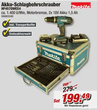 Poco Makita Akku Schlagbohrschrauber HP457DWEX4 Angebot