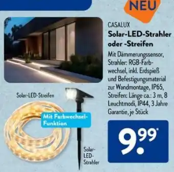 Aldi Süd CASALUX Solar-LED-Strahler oder Streifen Angebot