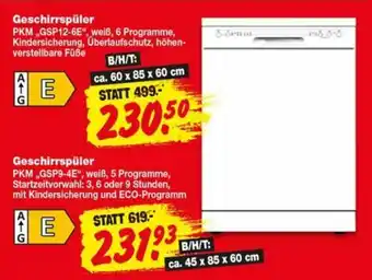 Repo Markt Geschirrspüler PKM „GSP12-6E“ Angebot