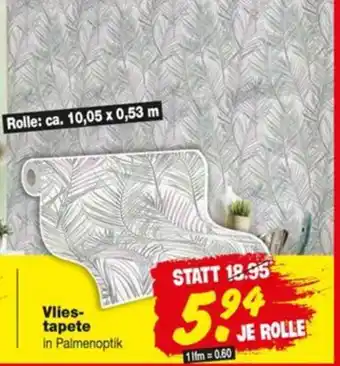 Repo Markt Vliestapete in Palmenoptik Rolle: ca. 10,05 x 0,53 m Angebot