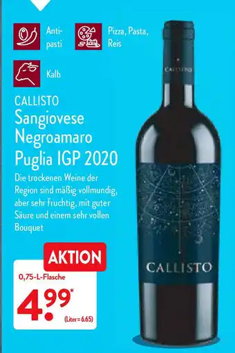 Aldi Nord Callisto Sangiovese Negroamaro Puglia IGP 2020 750ml Angebot