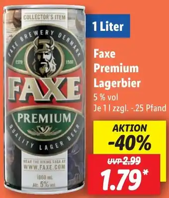 Lidl Faxe Premium Lagerbier 1 Liter Angebot