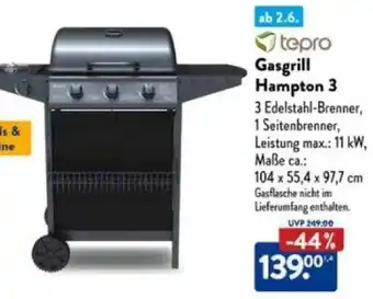 Aldi Süd tepro Gasgrill Hampton 3 Angebot