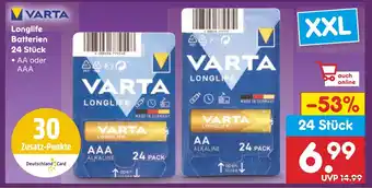 Netto Marken-Discount VARTA Longlife Batterien 24 Stück Angebot