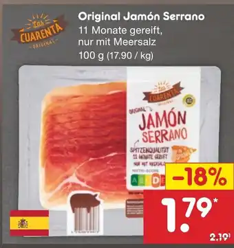 Netto Marken-Discount CUARENTA Original Jamón Serrano 100 g Angebot