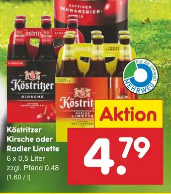 Netto Marken-Discount Köstritzer Kirsche oder Radler Limette 6 x 0,5 Liter Angebot