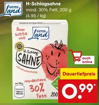 Netto Marken-Discount GUTES Land H-Schlagsahne 200 g Angebot