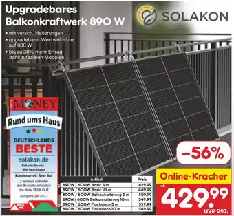 Netto Marken-Discount Upgradebares Balkonkraftwerk 890 W solakon Angebot