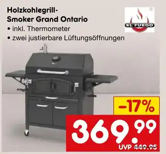 Netto Marken-Discount EL FUEGO Holzkohlegrill- Smoker Grand Ontario Angebot
