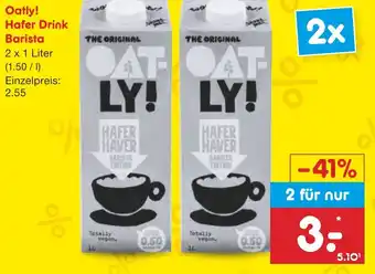 Netto Marken-Discount Oatly! Hafer Drink Barista 2 x 1 Liter Angebot