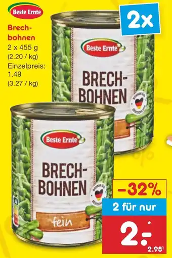 Netto Marken-Discount Beste Ernte Brech- bohnen 2 x 455 g Angebot