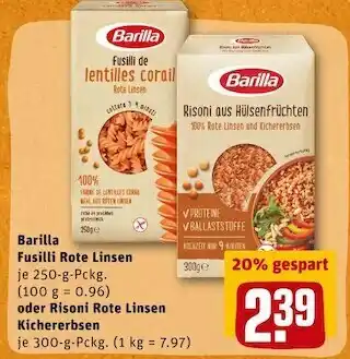 REWE Barilla fusilli rote linsen oder risoni rote linsen kichererbsen Angebot