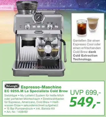 EP DeLonghi Espresso-Maschine EC 9255.M La Specialista Cold Brew Angebot