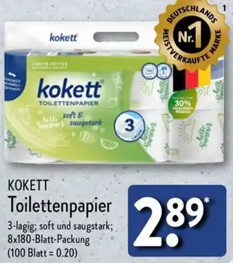 Aldi Nord KOKETT Toilettenpapier 8x180 Blatt Angebot