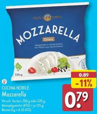 Aldi Nord CUCINA NOBILE Mozzarella 200 g oder 220 g Angebot