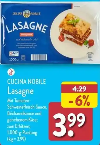 Aldi Nord CUCINA NOBILE Lasagne 1000 g Packung Angebot