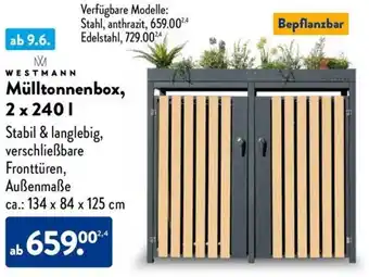 Aldi Nord WESTMANN Mülltonnenbox, 2x240 L Angebot