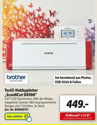 Lidl Brotcher textil-hobbyplotter „scanncut dx900“ Angebot