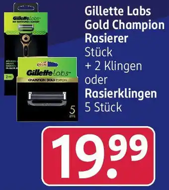 Rossmann Gillette Labs Gold Champion Rasierer + 2 Klingen oder Rasierklingen 5 Stück Angebot