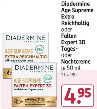Rossmann Diadermine Age Supreme Extra Reichhaltig oder Falten Expert 3D Tages oder Nachtcreme 50 ml Angebot