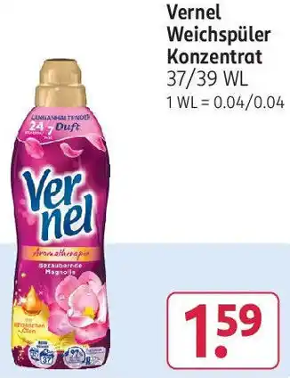 Rossmann Vernel Weichspüler Konzentrat 37/39 WL Angebot
