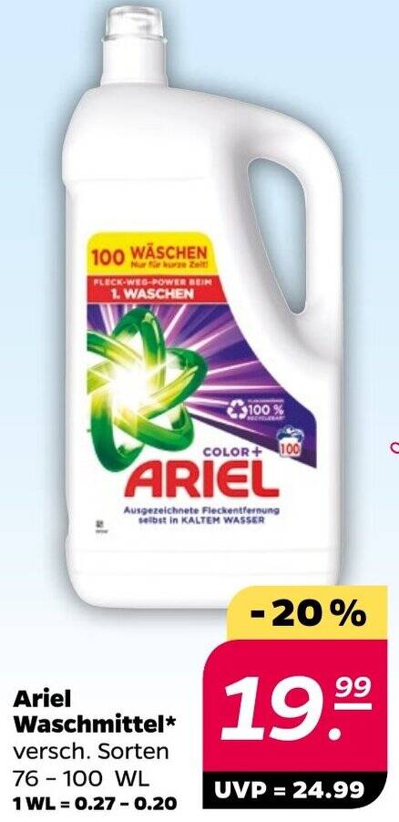 Ariel Waschmittel 76-100 WL Angebot bei NETTO