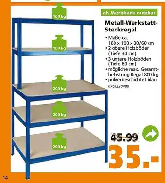 Globus Baumarkt Metall Werkstatt Steckregal Angebot